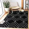 Image de Safavieh Tapis géométrique pour Salon, Salle à Manger, Chambre à Coucher - Adirondack Collection, Tapis à Poil Court, Noir et Ivoire, 122 X 183 cm