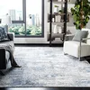 Image de Safavieh Tapis Moderne pour Salon, Salle à Manger, Chambre à Coucher - Amelia Collection, Tapis à Poil Court, Ivoire et Bleu, 91 X 91 cm