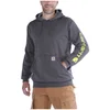 Image de Carhartt Midweight Sleeve Logo Hooded Sweatshirt Maillot de survêtement, Carbon Heather, XS Homme