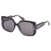 Image de MAX&Co. MO0096 Lunettes de Soleil Femme, Lunettes de Soleil Légères et Élégantes, Forme Lentille Carrée, Verres Fumés, Noir Brillant
