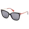 Image de MAX&Co. MO0100 Lunettes de Soleil Femme, Lunettes de Soleil Légères et Élégantes, Forme Lentille Ronde, Étui Inclus, Verres Fumés Miroités, Noir Brillant