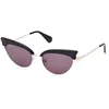 Image de MAX&Co. MO0102 Lunettes de Soleil Femme, Lunettes de Soleil En Méta lLégères et Élégantes, Étui Inclus, Forme Verre Chat, Verres Fumés, Noir Brillant