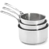 Image de De Buyer - Lot de 3 casseroles en inox MILADY - 16/18/20 cm - Fabriquées en France, Sans PFAS, Inox 18/10 Performant et Résistant, Fond Sandwich, Tous Feux + Four, Finition Poli Brillant