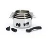 Image de De Buyer - Lot de 4 casseroles en inox MILADY TWISTY amovibles, 1 queue et 2 anses en silicones noires - Diamètre 14/16/18/20 cm -, Gris