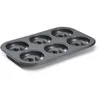 Image de De Buyer - Plaque de 6 mini-Savarins en acier antiadhésif - Diamètre 8 cm - 31,5 x 21,5 x 2,2 cm -, Noir
