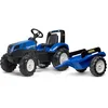 Image de Falk Tracteur à pédales New Holland avec remorque-Dès 3 ans-Fabriqué en France-Volant directionnel avec klaxon-Siège ajustable-3090B, 3090B, Bleu
