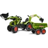 Image de FALK - Tractopelle à pédales Claas avec excavatrice et remorque basculante - Dès 3 ans - Fabriqué en France - pelle frontale et excatrice articulées - Siège rotatif - 1010W, Vert