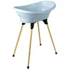 Image de THERMOBABY - Kit Baignoire Bébé - Vasco - Baignoire, Pied En Bois & Tuyau De Vidange - Innovation Brevetée - Pliable & Stable - Peut Accueillir Un Transat De Bain - Fabriqué En France - Fleur Bleue