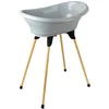 Image de THERMOBABY - Kit Baignoire Bébé - Vasco - Baignoire, Pied En Bois & Tuyau De Vidange - Innovation Brevetée - Pliable & Stable - Peut Accueillir Un Transat De Bain - Fabriqué En France - Gris Charme