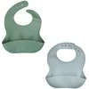 Image de THERMOBABY - Lot De 2 Bavoirs En Silicone Souple Pour Bébé Avec Poche De Récupération - Réglables & Faciles À Nettoyer - Idéal Pour Les Repas, Pratique et Étanche (Gris Charme & Vert Cactus)
