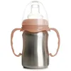 Image de THERMOBABY - Tasse En Inox Bébé Avec Anses Et Tétine Silicone - Anti-Fuites - 180 ml - Facile À Nettoyer - Durable - Idéale Pour L’Autonomie De Bébé - Pêche
