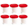 Image de Seb Lot 6 pots en verre 140 ml, Couvercle rouge, Adapté aux yaourtières Multi-Délices Express, Compatible lave-vaisselle XF100501
