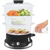 Image de Seb Ultracompact Cuiseur vapeur, Cuisson saine, 9 L, 800 W, 3 bols empilables, Bac à riz et céréales, Minuteur 60 min, Arrêt automatique, Niveau d'eau visible, Facile à ranger VC204800