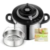 Image de SEB Cocotte-minute, 5-8 personnes, Induction, 4programmes de cuisson, Cuisson rapide, Ouverture et fermeture du couvercle d'une seule main, Clipso+ CHEF 8L, P4551400, Noir