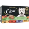 Image de CESAR Les Recettes de Campagne Pâtées en Barquettes pour Chien Poulet, Volaille, Boeuf et Gibier (4 x 150g)
