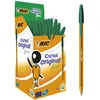 Image de BIC Cristal Original Stylos-Bille Pointe Fine (0,8 mm) - Écriture Fine et Précise - Vert, Boîte de 50