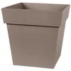 Image de EDA - Pot de Fleur Carré Toscane 32 cm - 22 L - Intérieur & Extérieur - Zone de rétention d'eau pour Limiter l'Arrosage - Plastique Recyclé - 32 x 32 x H. 32 cm - Taupe
