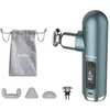 Image de TERRAILLON - MINI MASSAGER - Pistolet de massage, détente et relaxation, 6 vitesses, 4 embouts, zone chauffante, 800-3200 rpm, massage à l'huile, USB-C, 5h autonomie, Bleu-Vert