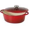 Image de Sitram 710839 Cocotte 4 L Fonte d'acier émaillée Forme ovale,Rouge/Crème,27 x 21 x 11.5 cm