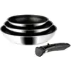 Image de SITRAM - 713510 - Lot 3 poêles sitramovible Arpège en inox - revêtement anti-adhérent Ø20+24+28cm - Tous feux DONT induction, Noir,argent, Acier Inoxydable