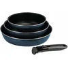 Image de Sitram 714253 Lot de 3 Poêles Aluminium pressé Ø 20/24/28 cm - Revêtement intérieur anti-adhésif 2 couches - Coloris Bleu métal mat - Manche amovible SITRAMOVIBLE - Tous feux dont induction