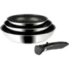 Image de Sitram 714269 Lot de 3 Poêles Inox Ø 20/24/28 cm Revêtement intérieur aspect Pierre anti-adhésif sans PFOA + manche amovible - Tous feux dont induction, Argenté