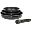 Image de Sitram 715485 Lot de 3 Poêles Aluminium pressé SITRAMOVIBLE FAMILY Ø 20/24/28 cm, Revêtement intérieur anti-adhésif sans PFOA - manche amovible SITRAMOVIBLE - Tout feux dont induction