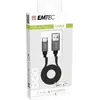 Image de EMTEC, ECCHAT700TC, Câble USB-A vers Type-C, plat, connecteurs en aluminium, charge rapide jusqu'à 3A, idéal pour smartphones et tablettes, longueur 120 cm, Couleur noir