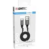 Image de EMTEC, ECCHAT700MB, Câble USB-A vers Micro-USB, Lightning et Type-C, 120 cm, design élégant avec connecteurs en aluminium, idéal pour smartphone et tablette, Couleur noire