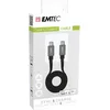 Image de EMTEC, ECCHAT700TC2, Câble USB-A vers Type-C, plat, design élégant avec connecteurs en aluminium, charge rapide jusqu'à 3A, longueur 120 cm, Couleur noir