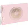 Image de Exacompta - Réf. 16166E - Album photos à spirales ELLIPSE - 150 photos - 50 pages blanches - format 32 x 22 cm - couverture en simili-cuir rose clair avec un marquage or rosé en forme d'ellipse