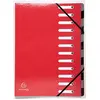 Image de Exacompta - Réf. 53925E - 1 trieur HARMONIKA Iderama - avec élastiques et fenêtres découpées - dos extensible - en carte lustrée pelliculée - 12 compartiments -dim 24,5x32 cm - A4 - couleur rouge