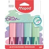 Image de Maped - Surligneurs Paillettes x 4 - Pointe Biseautée 1 à 5mm - Lot de 4 Couleurs Pastel - Emballage Carton 100% Recyclable