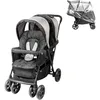 Image de BAMBISOL | Poussette Double Bébé & Nouveau-Né | Siège Allongeable | Pliage 1 Main | Habillage Pluie Inclus | Dossiers Réglables, Harnais 5 Points | Grand Panier | Légère & Compacte | Gris Noir