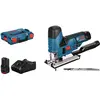 Image de Bosch Professional 12V System scie sauteuse sans-fil GST 12V-70 (avec 2x GBA 3.0 Ah, GAL 1230 CV, 2 lames, pare-éclats, patin de glissement, set d’aspiration, calage, L-BOXX)