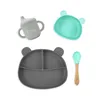 Image de dBb Remond Coffret Repas Bébé Silicone - Assiette Compartimentée Ventouse, Bol 370 Ml, Tasse À Bec Suceur 150 Ml, Cuillère - Coffret 1er Âge Diversification Alimentaire Dès 6 Mois - 4 Pièces