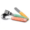 Image de dBb Remond - Set 3 Couverts Bébé En Inox - Cuillère Fourchette Couteau Bouts Arrondis - Manches Ergonomiques Légers - Apprentissage Autonomie Alimentaire Dès 12 Mois - Couleurs Mint Jaune Orange