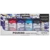 Image de Pébéo - Set Pouring Expériences - Peinture Acrylique Pré-mélangée Prête à l'Emploi - 6 Flacons de 118ml - Blanc + Rouge + Bleu + Turquoise + Noir + Or