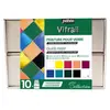Image de Pébéo - Coffret Collection Vitrail - Set de Peinture sur Verre - 10 Flacons de 45 ml - Couleurs Assorties + 2 tubes Cerne Relief 20 ml + 1 palette + 1 Pinceau éventail n°6 + 1 éponge + Guide Créatif
