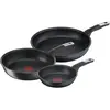Image de Tefal G25591 Unlimited On Lot de 3 poêles 24/28 cm et wok de 28 cm avec revêtement anti-adhésif anti-rayures Signal thermique Tous feux + induction Nettoyage facile Noir