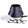 Image de Tefal Ingenio Easy Cook & Clean Pailleté Bleu Set de 15 Pièces de Batterie de Cuisine