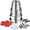 Image de Tefal Ingenio Batterie de cuisine 20 pièces, Poêles, Casseroles, 2 poignées amovibles, Induction, Revêtement antiadhésif, Empilable, Compatible lave-vaisselle, Emotion L897SK04