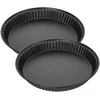 Image de Zenker 7543 Lot de 2 moules à quiche, moule à tarte, moule pour quiche lorraine, 2 moules à quiches lorraine identiques, moule quiche, 2 moules à tartes, Acier inoxydable, Noir, 30 x 3,5 cm