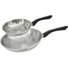 Image de Fackelmann 9441250 Set 2 poêles 20 et 28 cm en inox 18/8, Poêle de cuisson, Poêle tous feux, Poêle induction, Poêle sans PFAS, Acier inoxydable 18/8, 20 et 28 cm