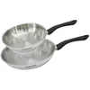 Image de Fackelmann 9441350 Set 2 poêles 24 et 28 cm en inox 18/8, Poêle de cuisson, Poêle tous feux, Poêle induction, Poêle sans PFAS, Acier inoxydable 18/8, 24 et 28 cm