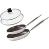 Image de Elo Set de 2 Poêles Aluminium avec Couvercles en Verre - Tous Feux, Induction, Sans PFAS - Acier Inoxydable, Plastique - 32 x 5,5 cm