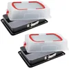 Image de Dr. Oetker 9930650 Lot de 2 moules à gâteau rectangulaires avec couvercle de transport - Moule à lasagnes - Plat de cuisson - Plat à lasagnes - Acier - 42 x 29 x 7 cm