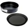 Image de Dr. Oetker 9936750 Duo de moule à charnière et moule à tarte renversée, Moule à manqué à charnière, Moule rond, Moule à gâteau, Moule à tarte, Moule pâtisserie, Acier inoxydable, Noir, 28 cm x 3,5 cm