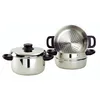 Image de Baumalu, Combiné Vapeur 3 Corps Inox 20 cm Argenté - Ustensile de Cuisine en Acier Inoxydable, Compatible Tous Feux, Couvercle en Verre, Équipement Bakélite, Haute Qualité