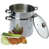 Image de BAUMALU - Combiné Traiteur Couscoussier Forme Droite - Acier Inox - Couvercle Verre - Tous Feux dont Induction - Triple Fond Diffuseur - Ø26cm, 11L, Argenté